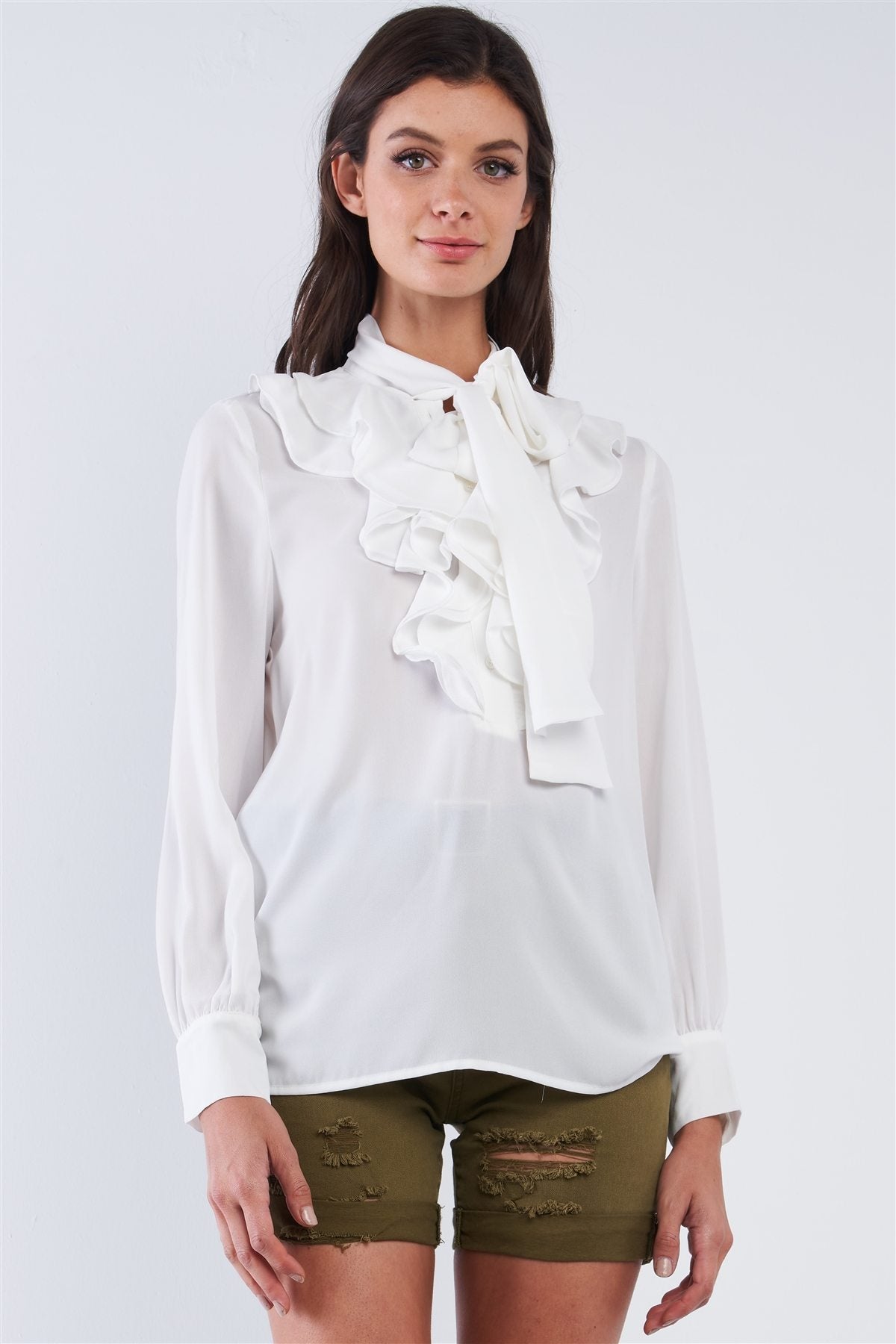 ruffle chest blouse
