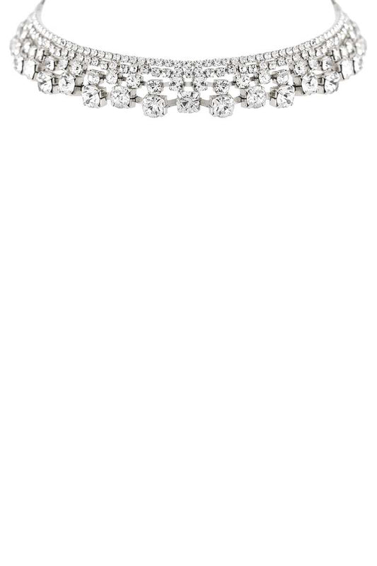 Rhinestone 4 Line Gradual Choker
