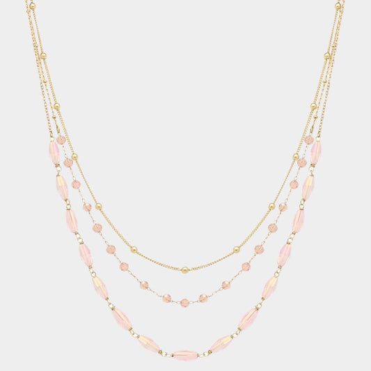 3 Row Bead And Chain Necklace