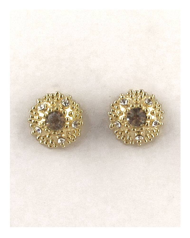 Round rhinestone cluster post earrings