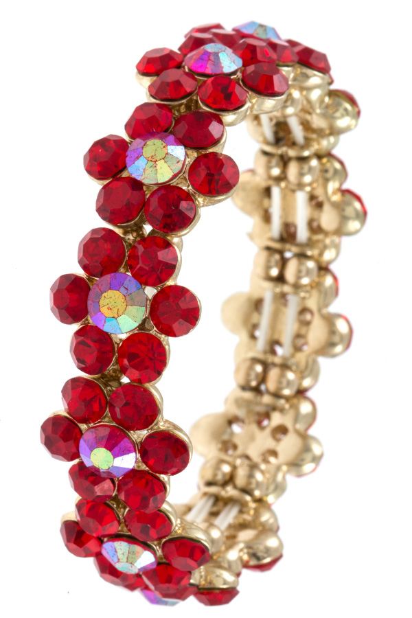 Ladies fashion round crystal gem floral link bracelet