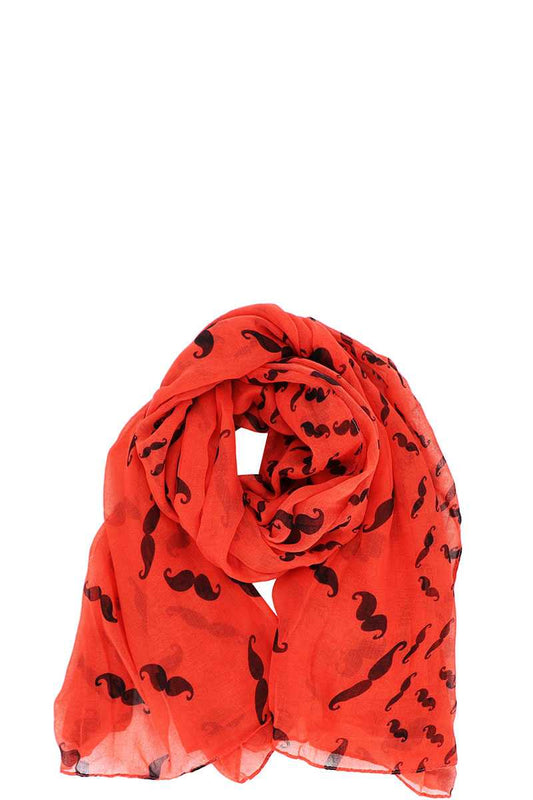 Designer Chiffon Mustache Print Scarf