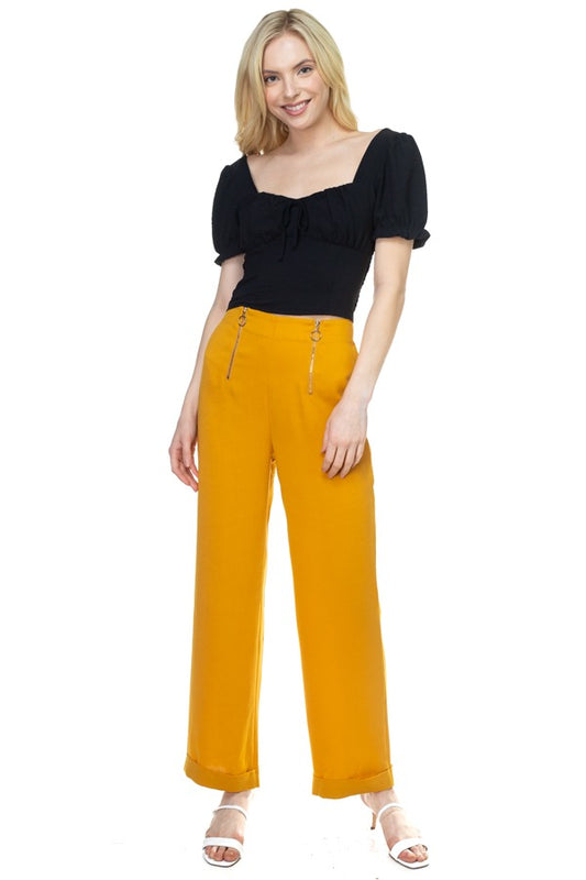 Double O-ring Zipper Up Pants