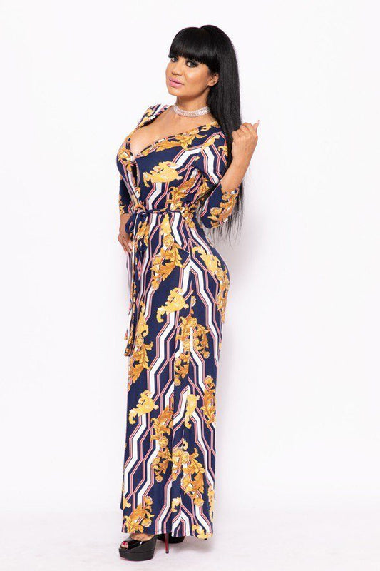 Elegant Maxi Dress With A Waist Tie