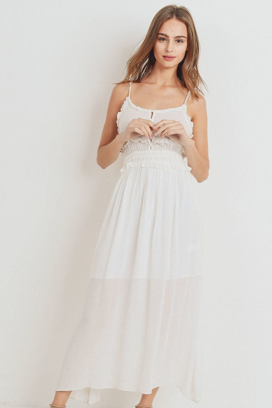 Ruffled Edges Spaghetti Strap Dress