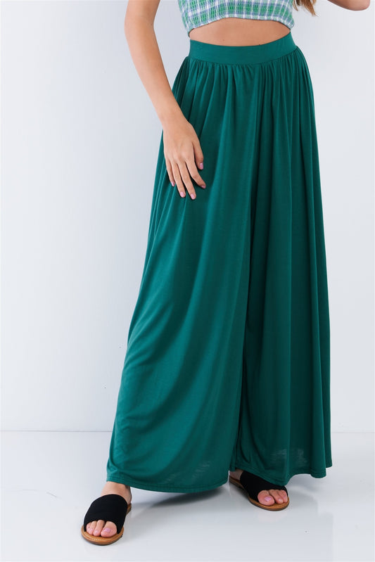 Forest Green Wide Leg Maxi Hipster High Waist Pant