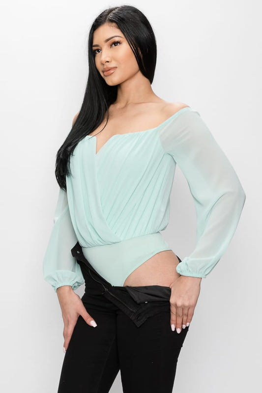 V-cut Front Off Shoulder Bodysuit