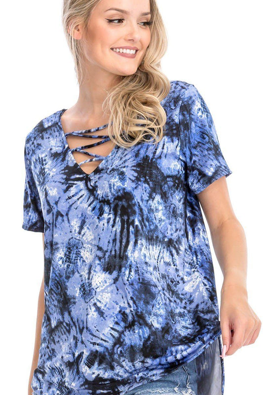 Tie Dye Print Short Sleeve Top