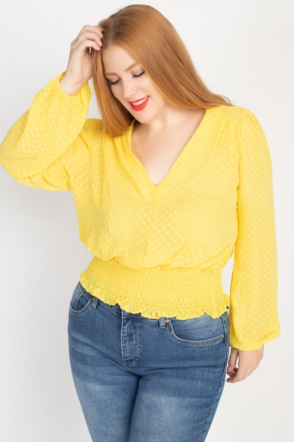 Waist Smoking V Neck Blouse