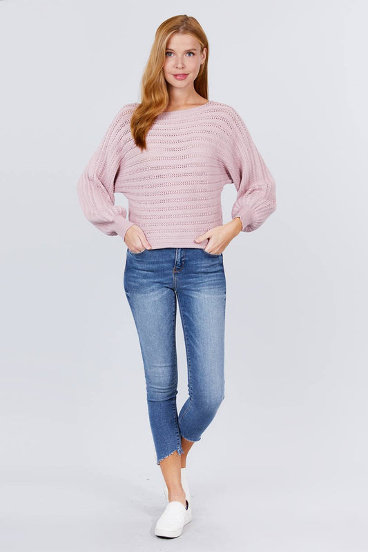 Dolman Sleeve Boat Neck Sweater