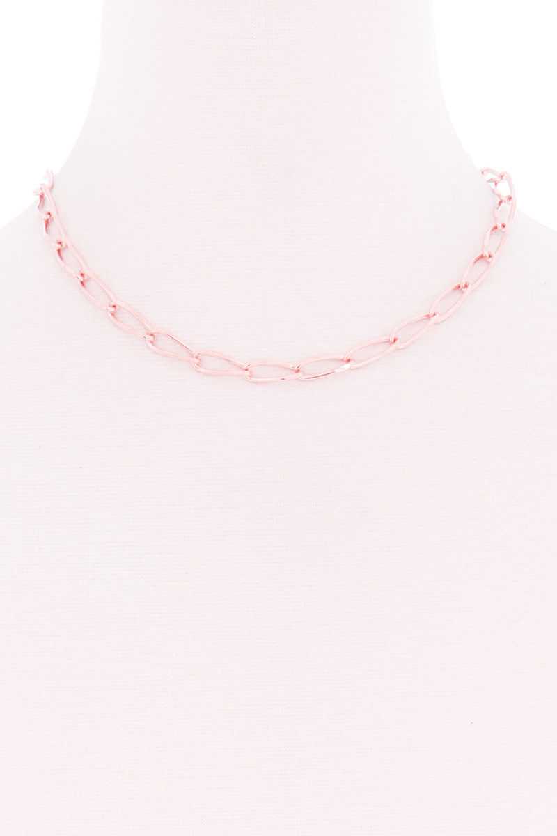 Oval Chain Single Metal Necklace