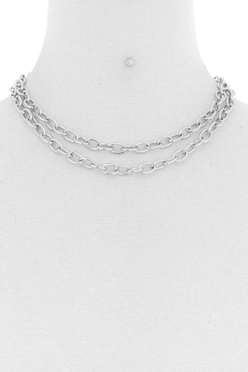 2 Simple Chain Metal Layered Necklace