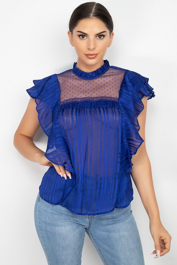 Short Sleeve Ruffle Shadow Top