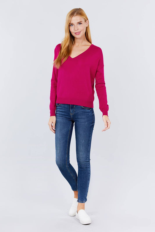 V-neck Back Cross Sweater