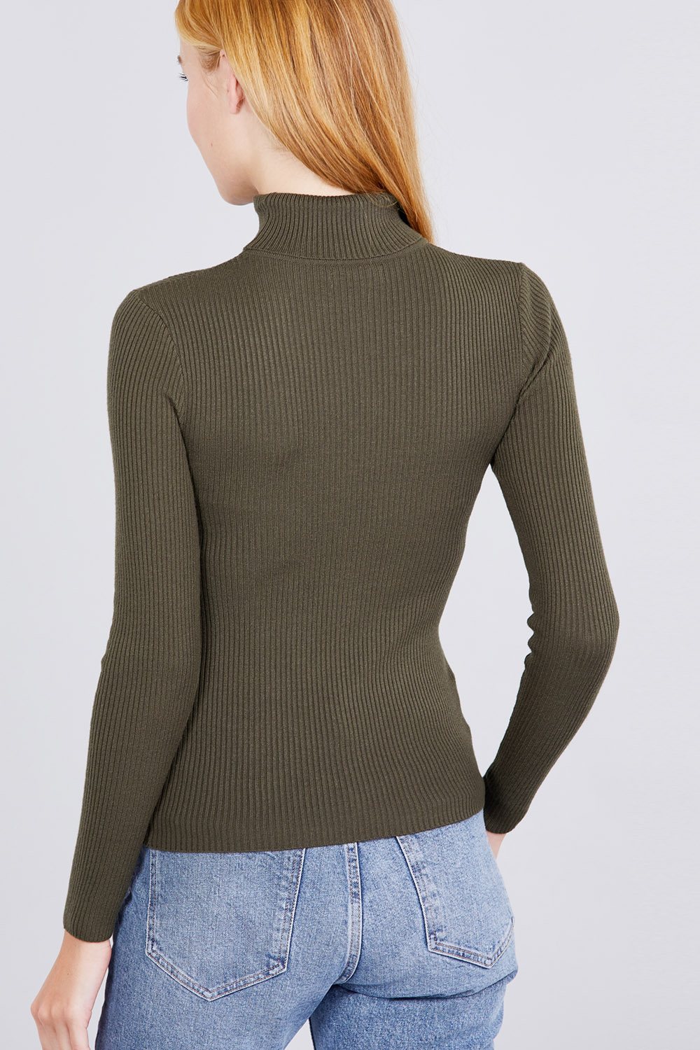 Turtle Neck Viscose Rib Sweater