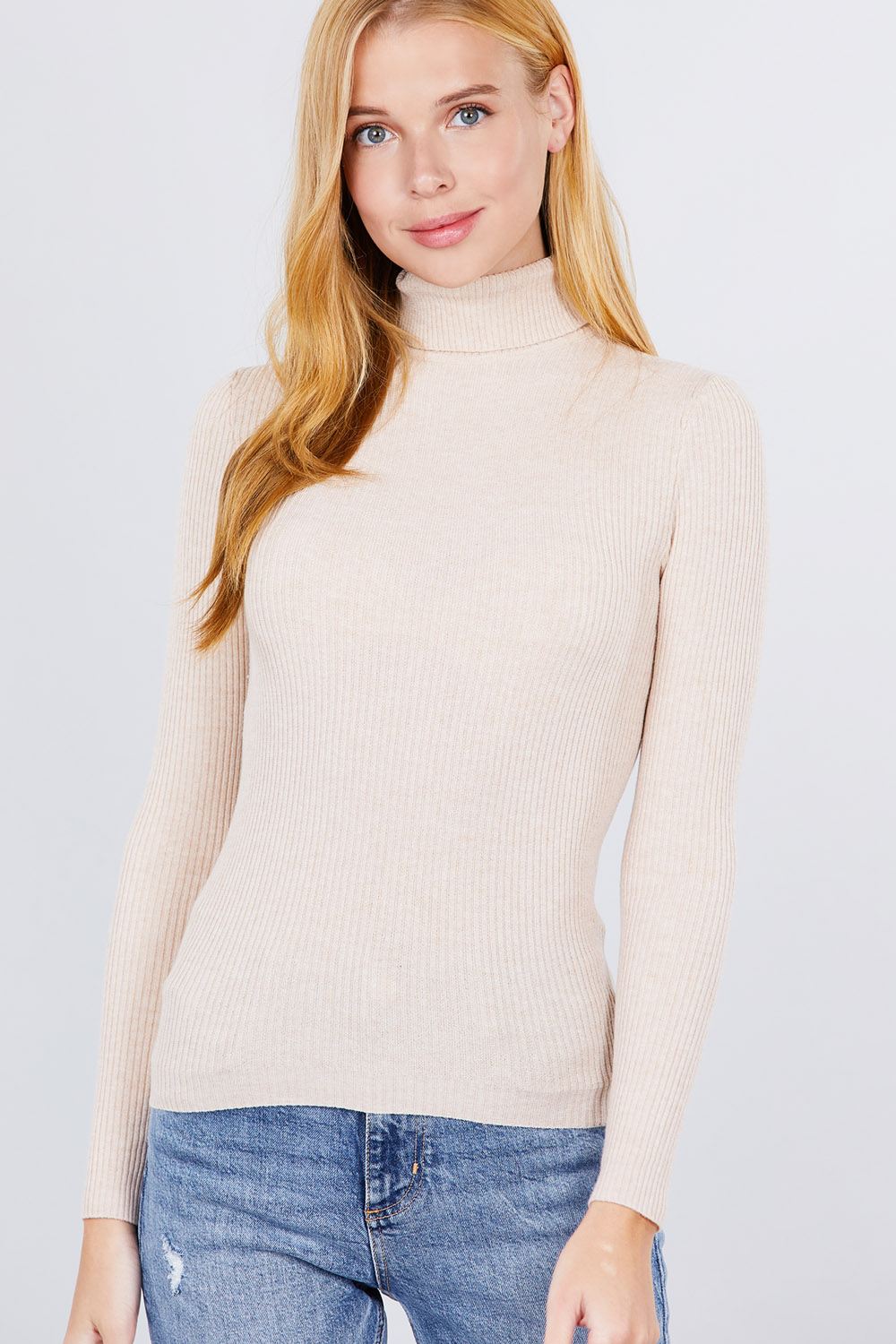 Turtle Neck Viscose Rib Sweater