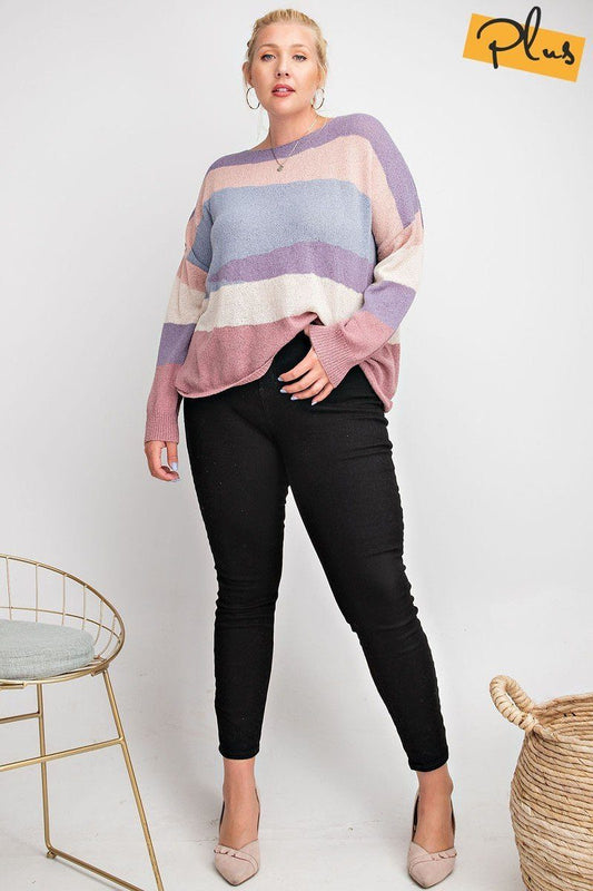 Striped Light Weight Knitted Sweater Top