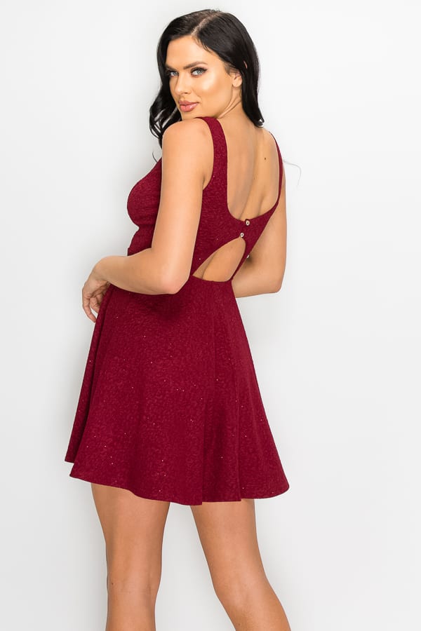 V-neck Back Cutout Skater Dress