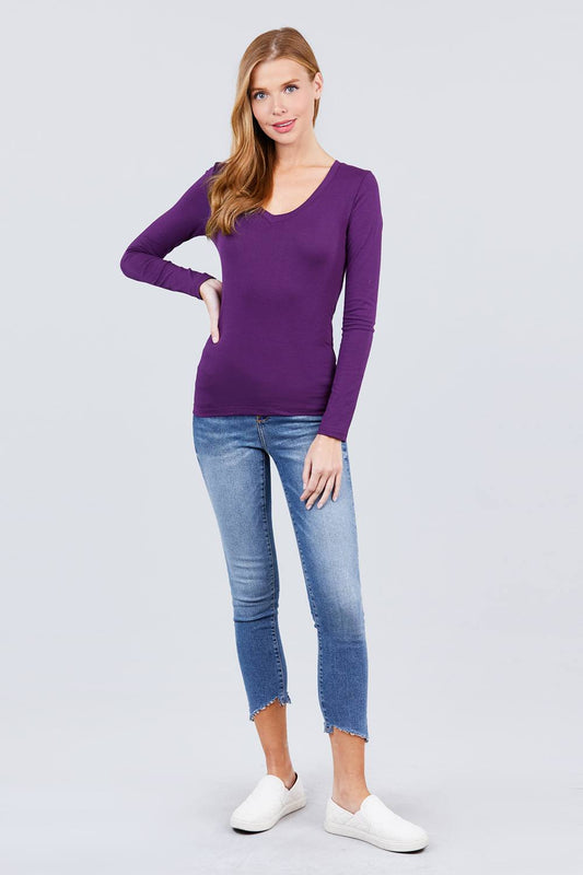 Cotton Jersey V-neck Top