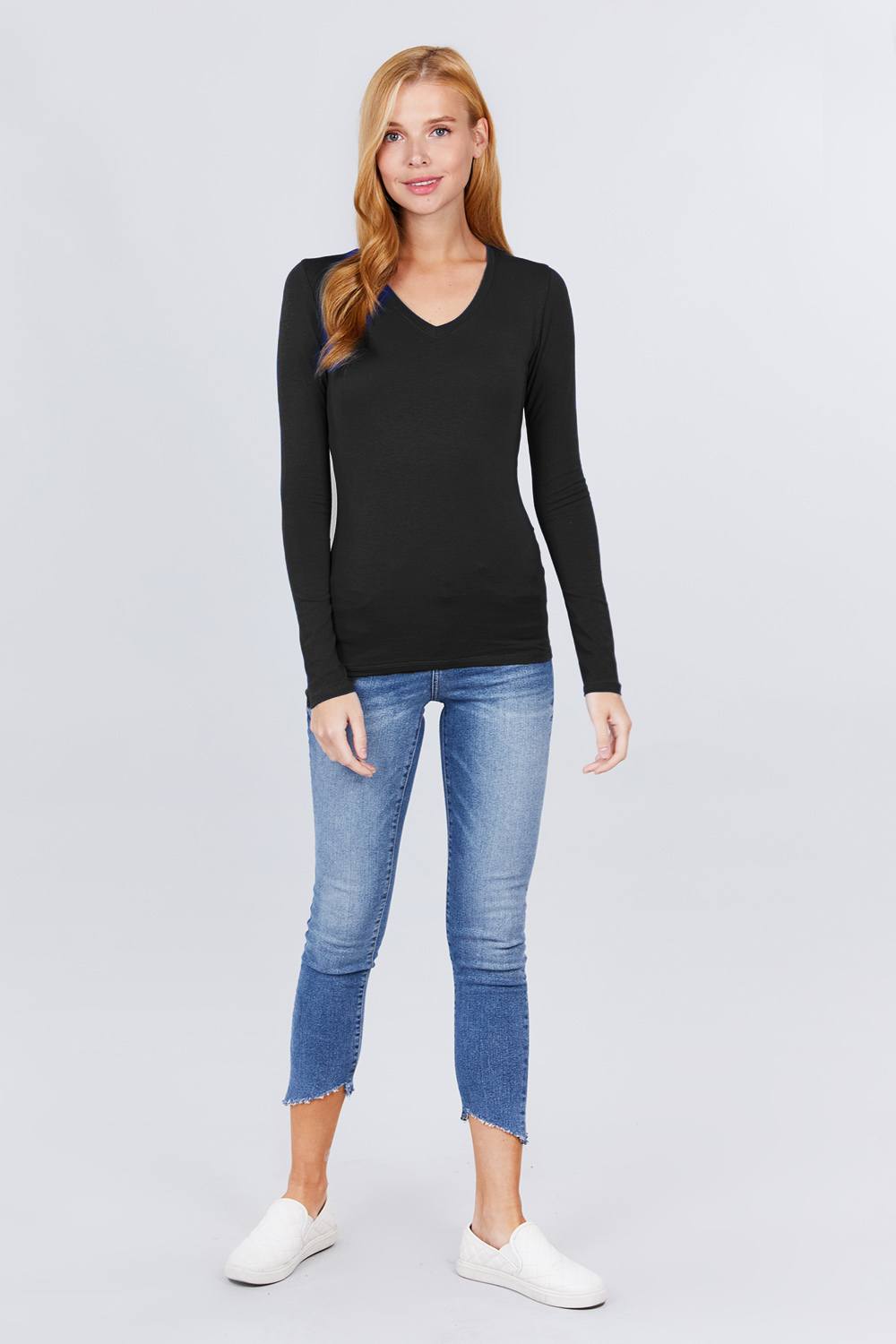 Cotton Jersey V-neck Top