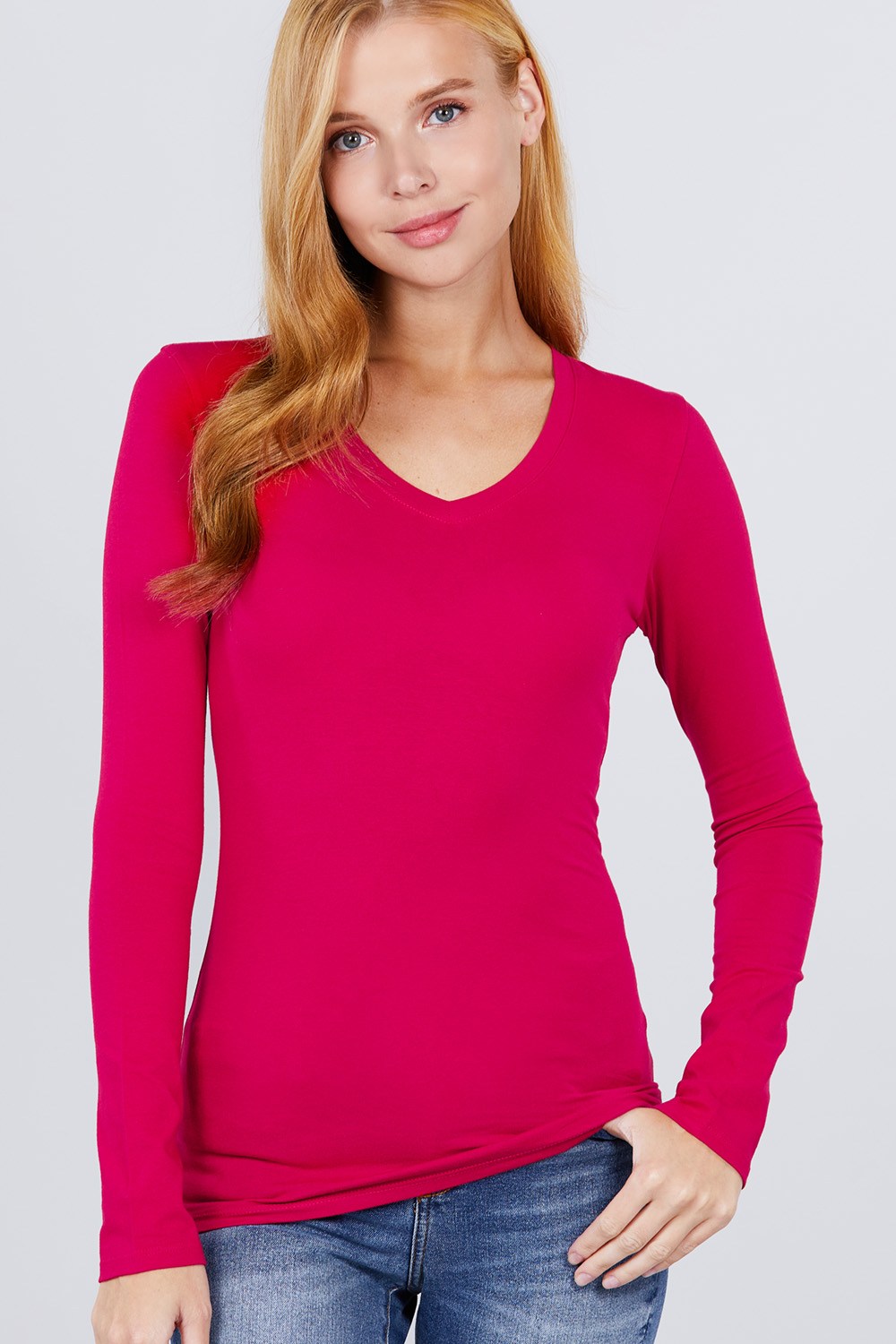 Cotton Jersey V-neck Top