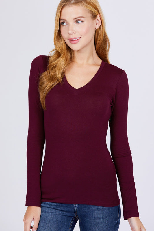 Cotton Jersey V-neck Top