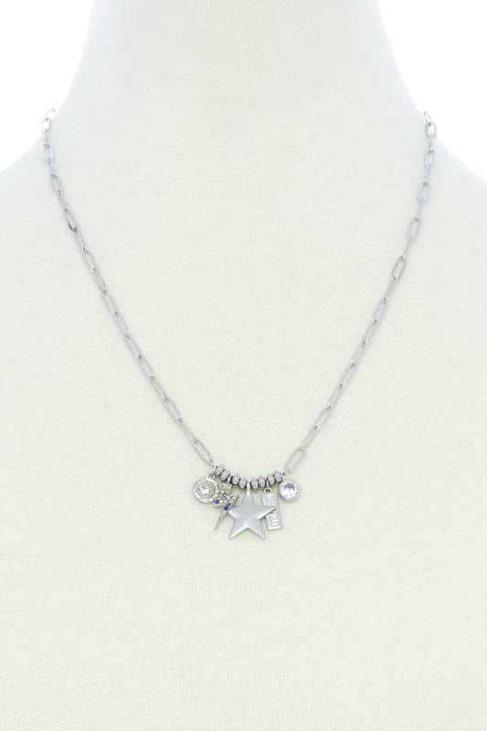 Dainty Star Lighting Bolt Charm Metal Necklace