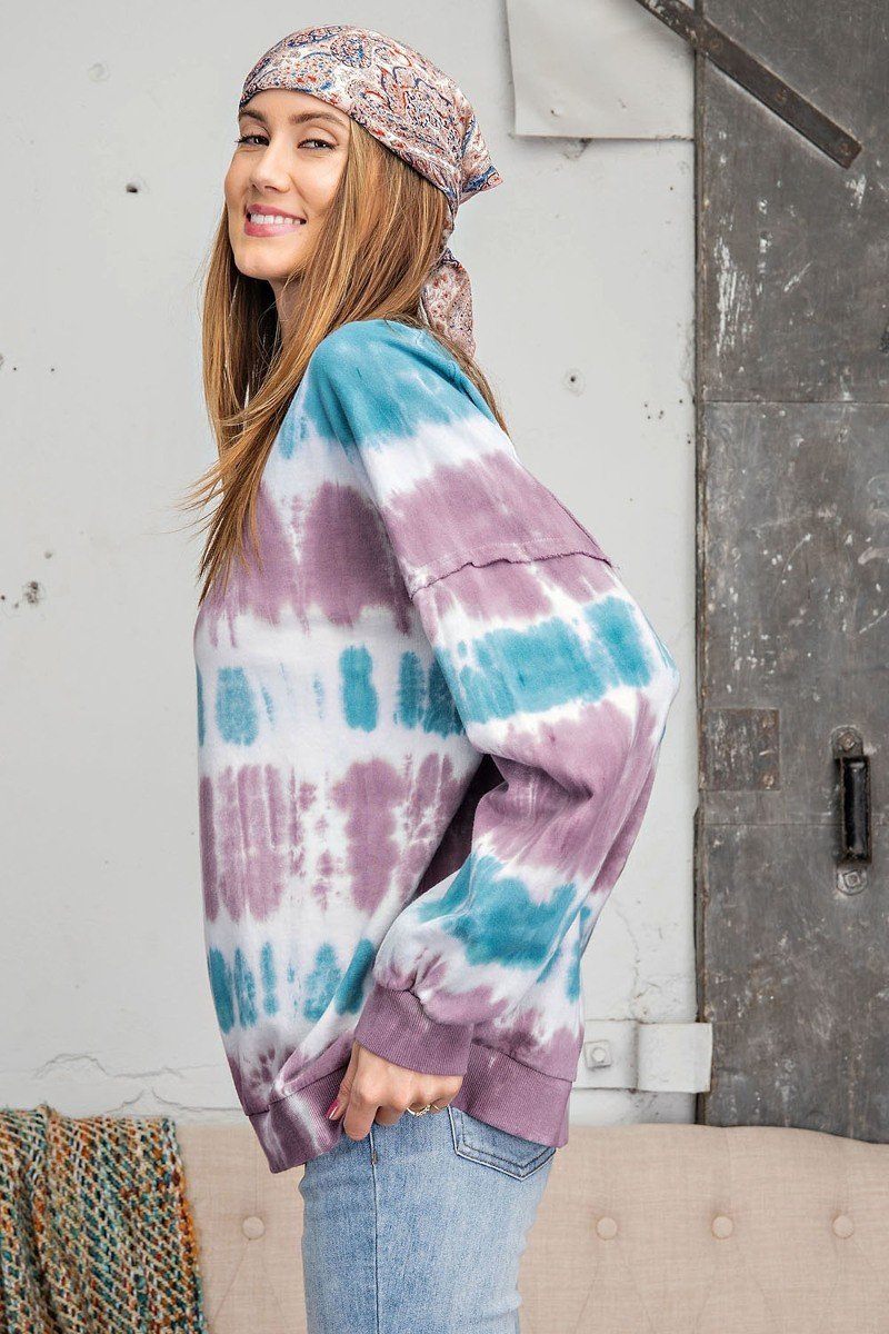 Ombre Dye Terry Knit Banded Bottom Pullover