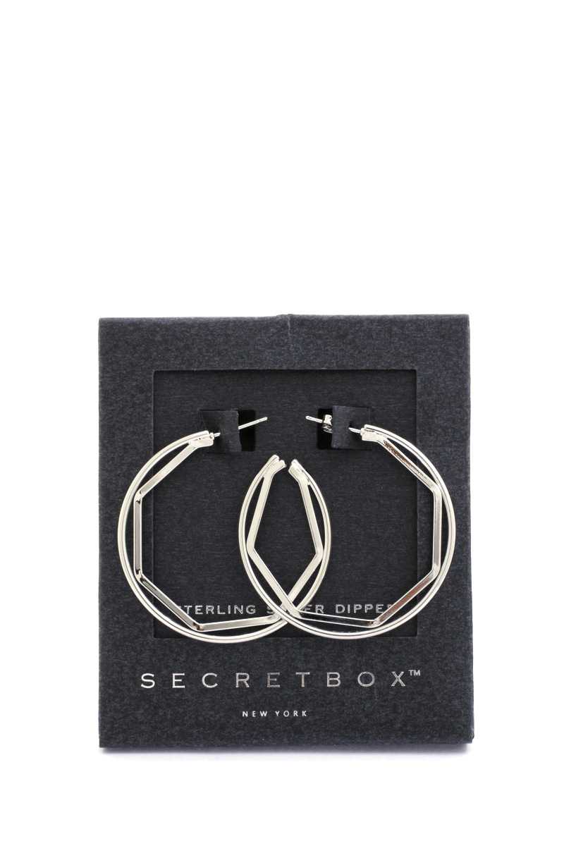 Secret Box Hexagon Shape Open Circle Earring