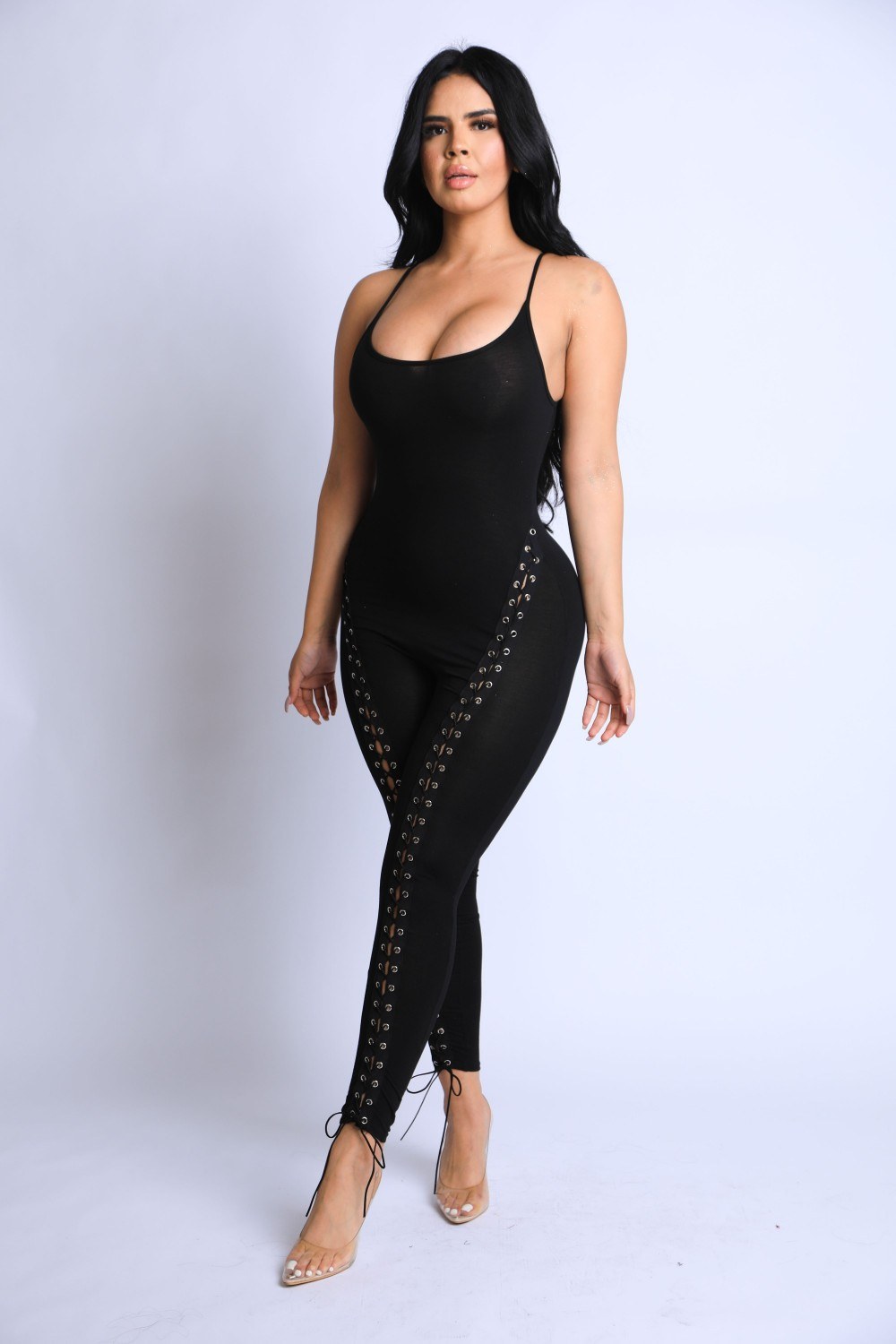 Lace Up Detailed Jumpsuit