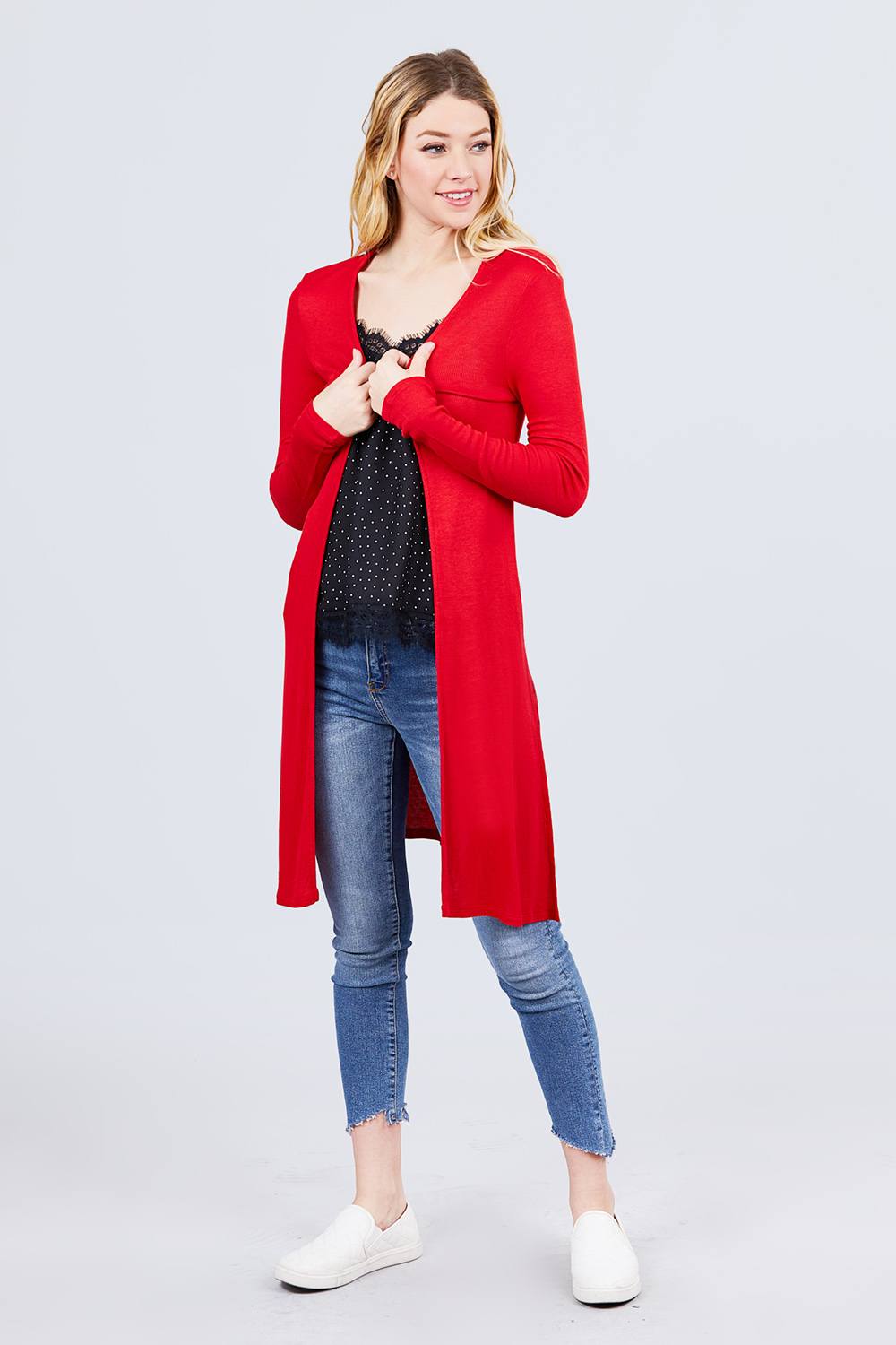 Side Slit Tunic Cardigan