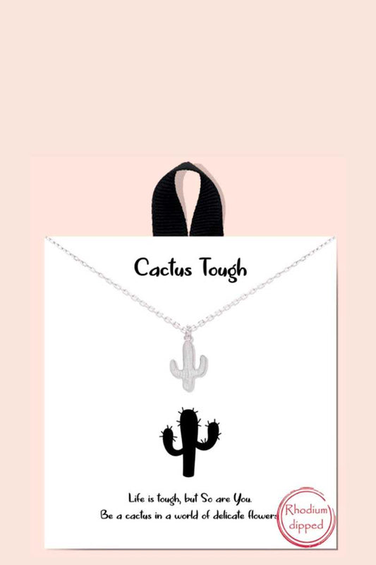 Cactus Tough Pendant Dainty Message Necklace