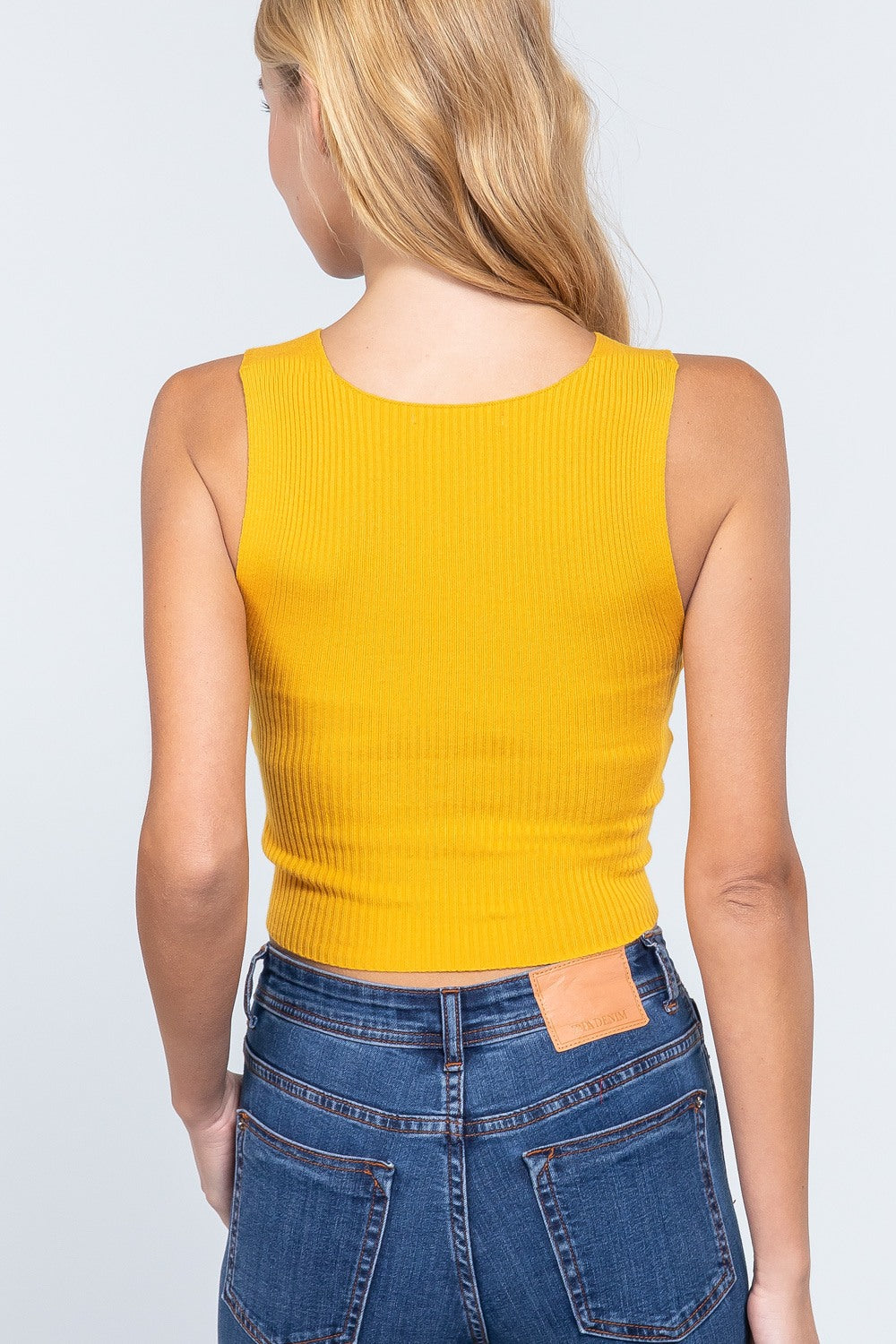 Sleeveless V-neck Twist Knot Knit Top