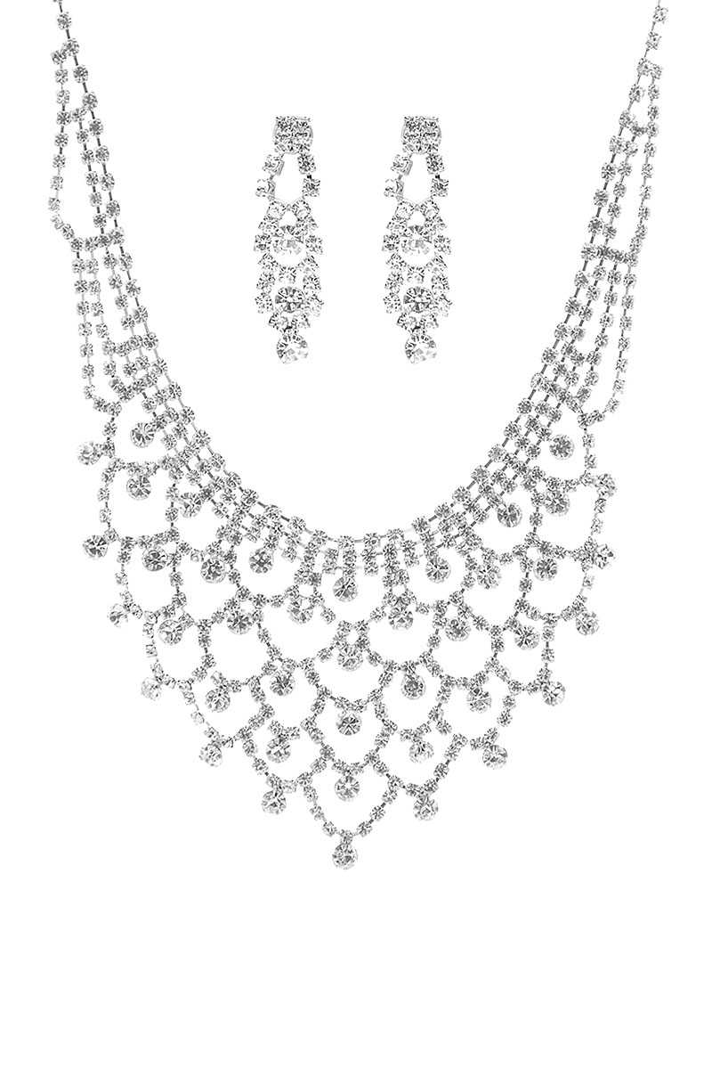 Fashion Design Rhinestone Necklace And Earring Set