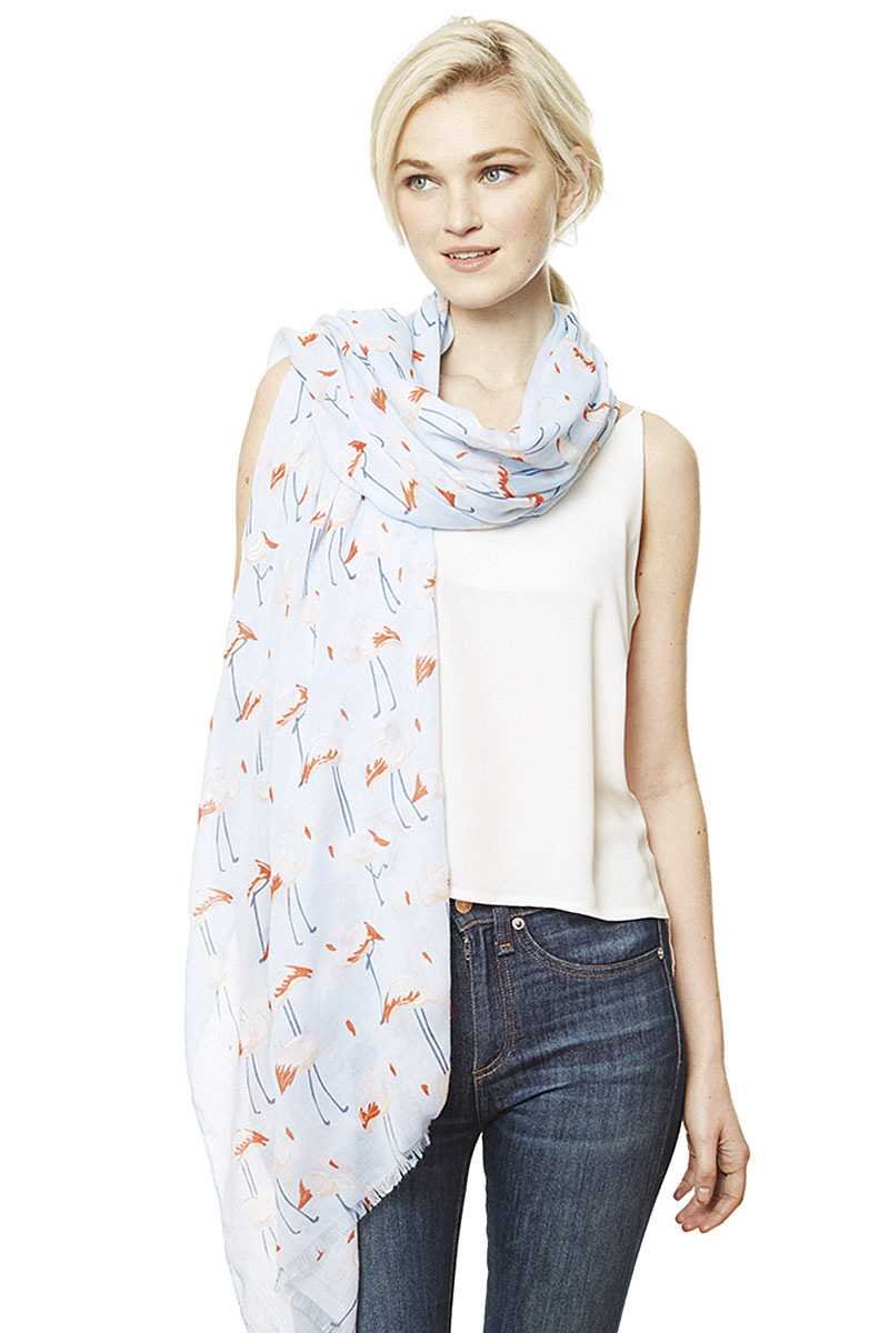 Fashion Bird Print Skinny Scarf