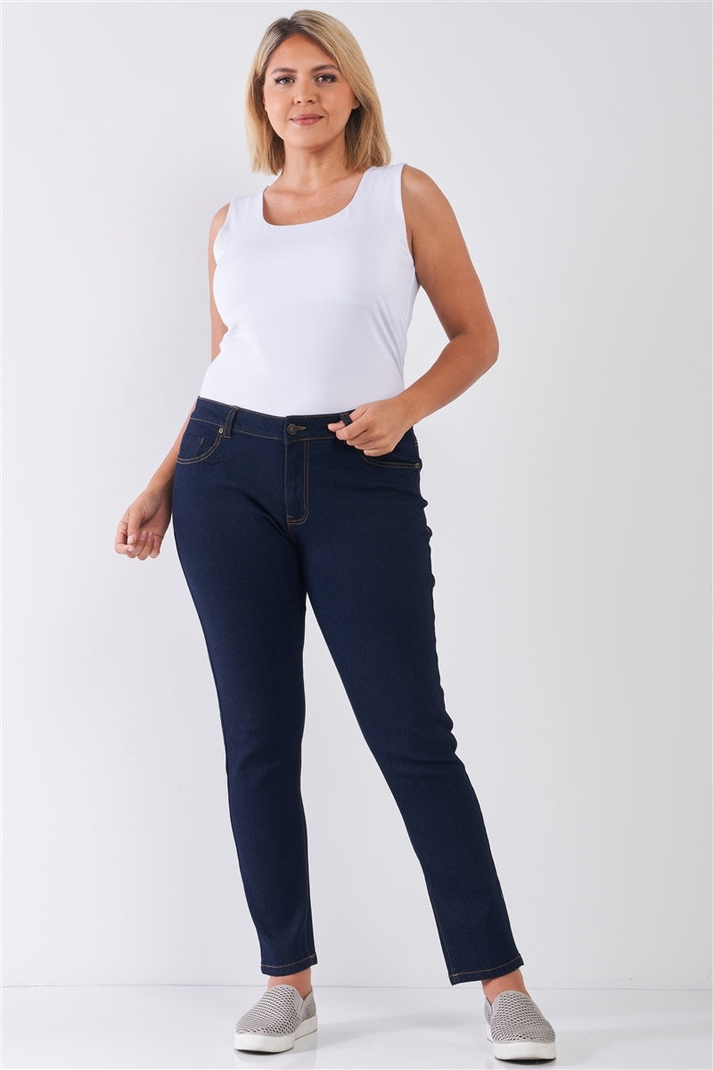 Plus Dark Blue Denim Mid-rise Skinny Jeans