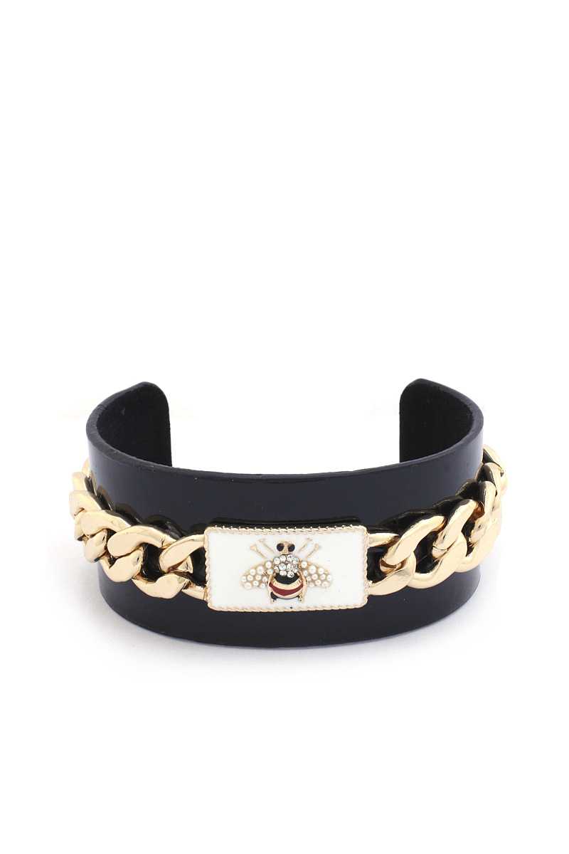 Bee Cuban Link Cuff Bracelet