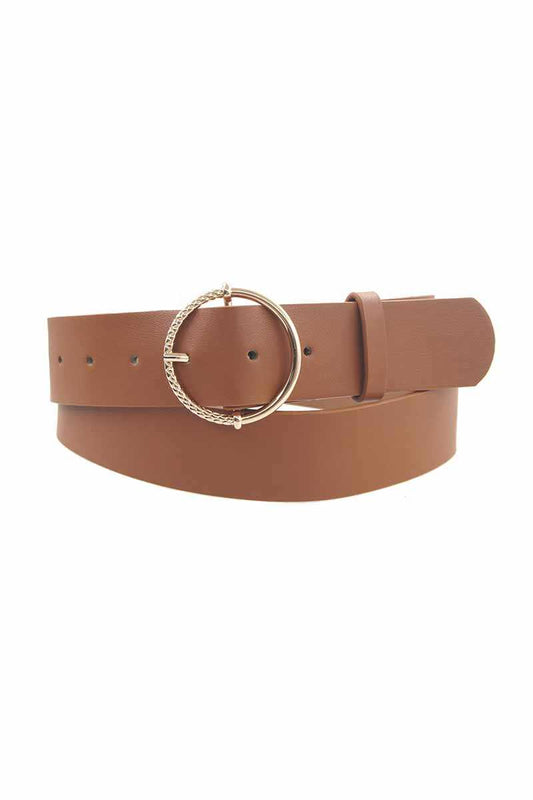 Half Textured Circle Buckle Belt