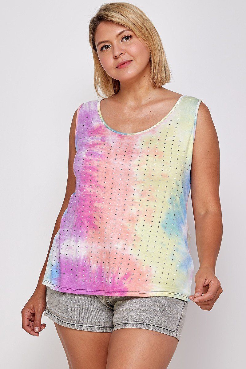 Tie Dye Tank With Studded Detail To