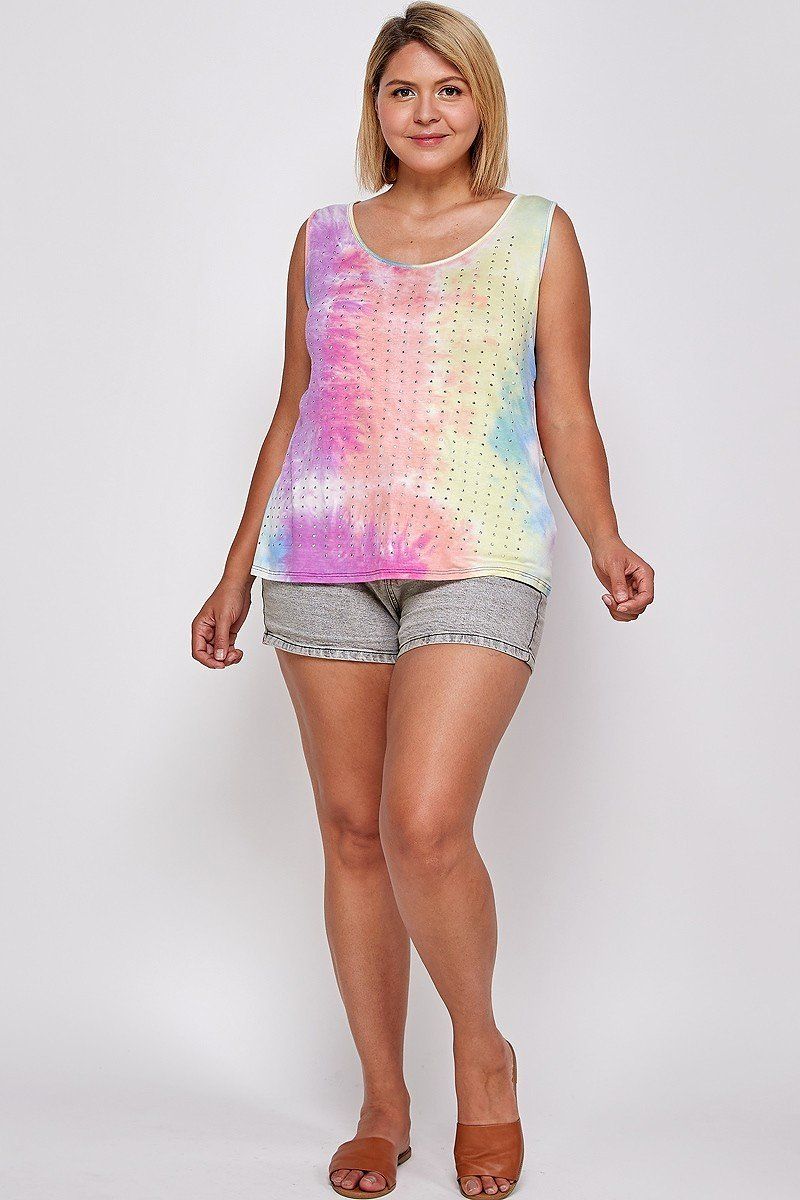 Tie Dye Tank With Studded Detail To