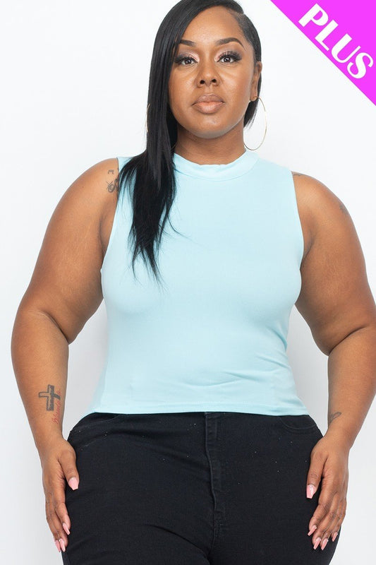 Plus Size Mock Neck Cropped Top