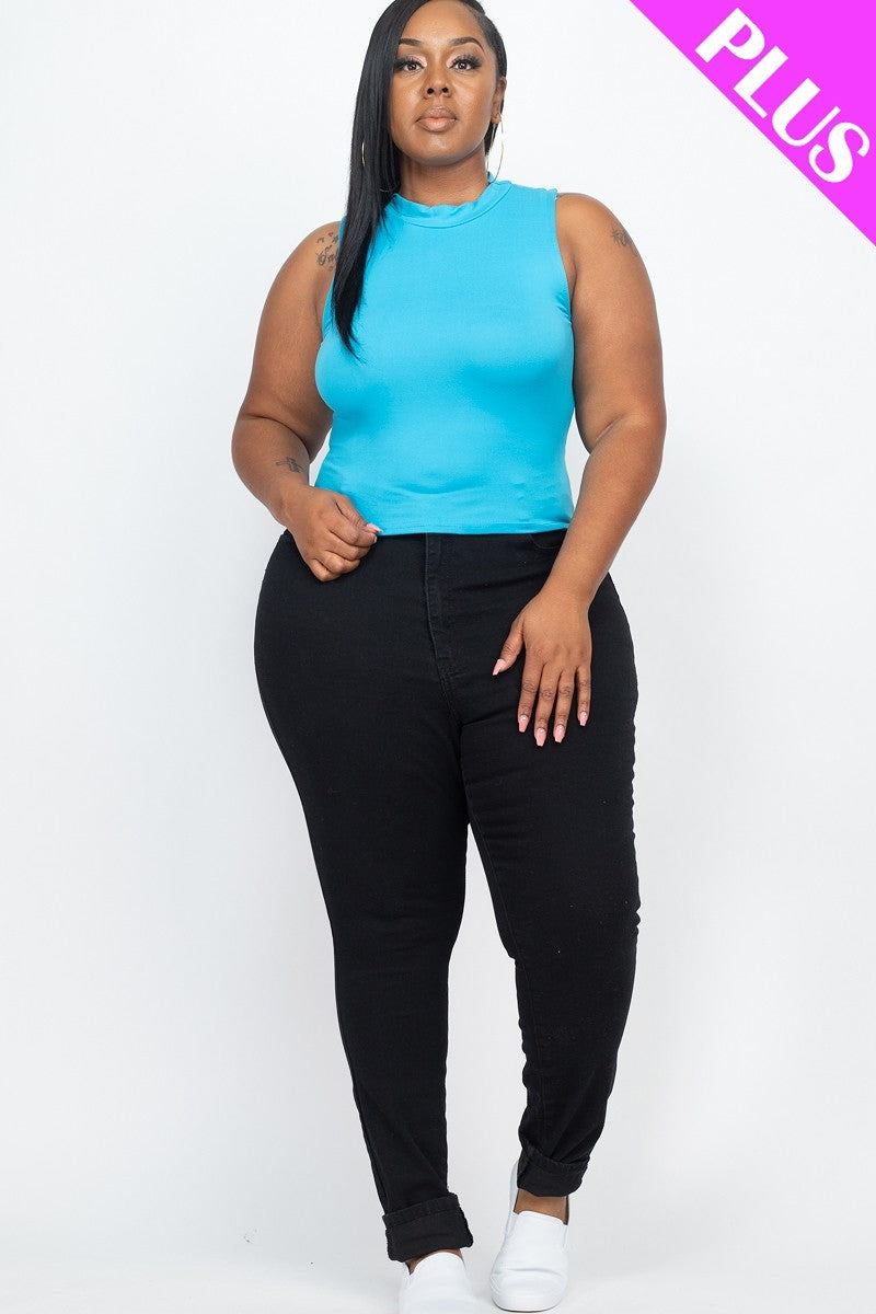 Plus Size Mock Neck Cropped Top