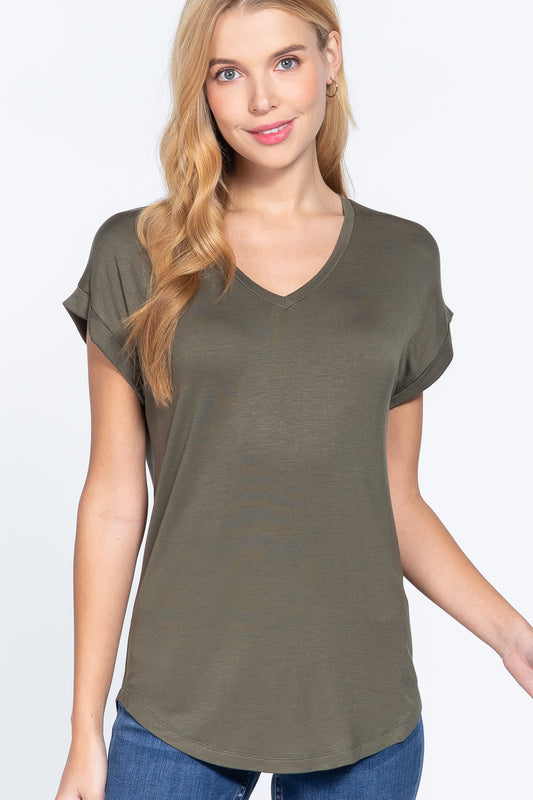 Dolman Slv V-neck Rayon Jersey Top