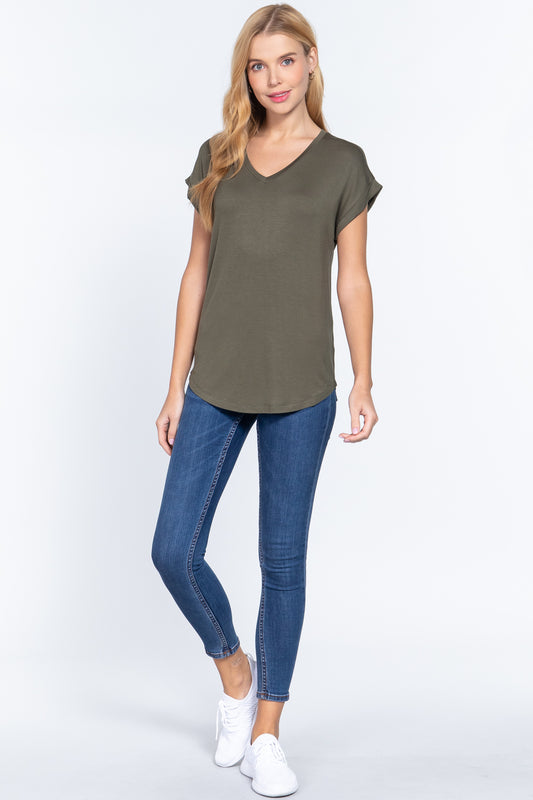 Dolman Slv V-neck Rayon Jersey Top