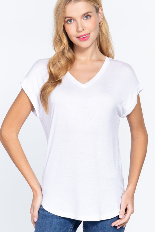 Dolman Slv V-neck Rayon Jersey Top