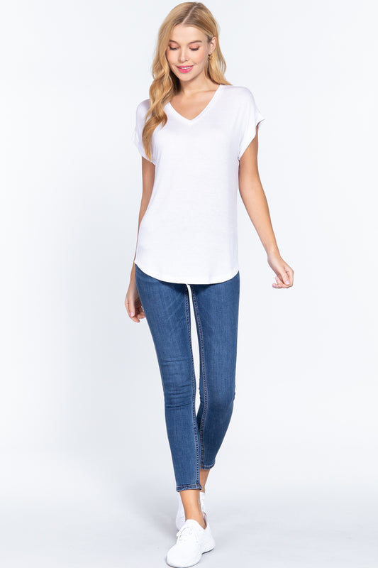 Dolman Slv V-neck Rayon Jersey Top