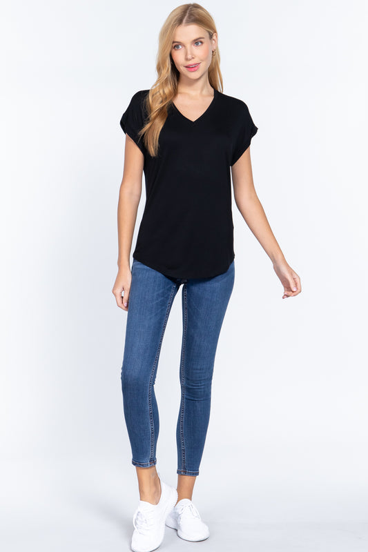 Dolman Slv V-neck Rayon Jersey Top