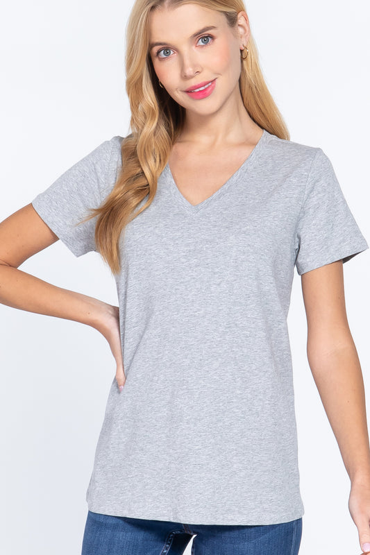 Short Sleeve V-neck Boxy Tee