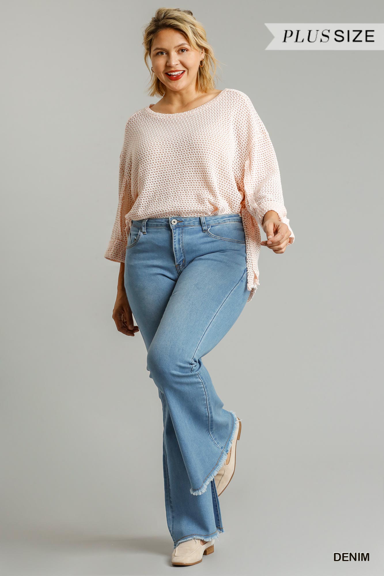 High Rise Stretch Denim Wide Leg Flare Jeans