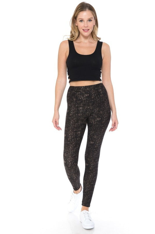 Yoga Style Banded Lined Multi Printed Knit Legging With High Waist